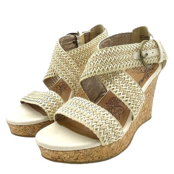 Buckle BKE Sole Reid Cream & Cork Platform Woven Strap Sandals Women’s Size 8.5 - Picture 6 of 15